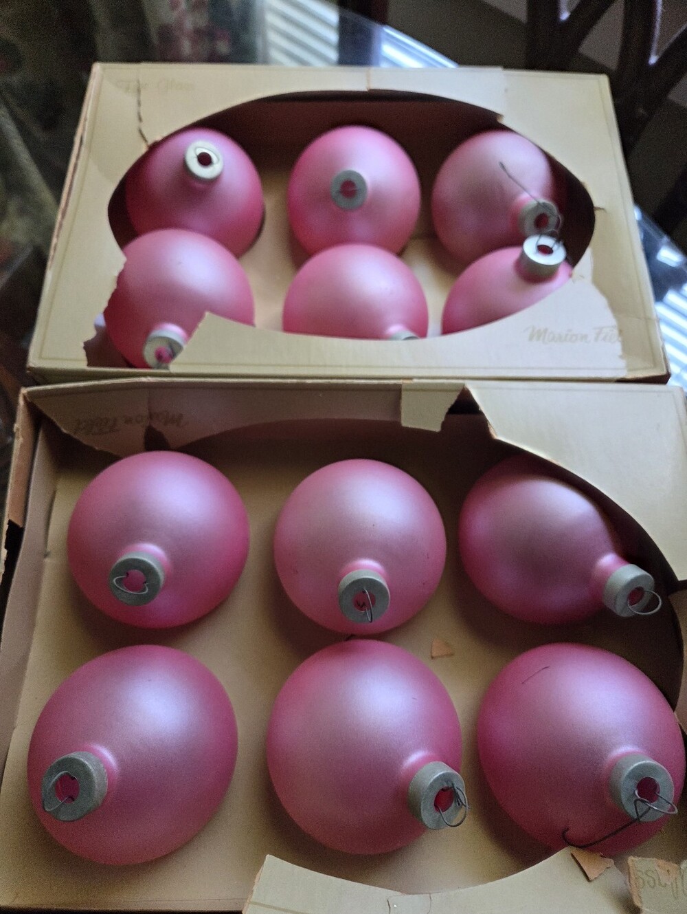 Vintage Matte Bubble Gum Pink Glass CHRISTMAS ornaments